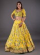 Resham Work Silk Lehenga Choli In Yellow Color